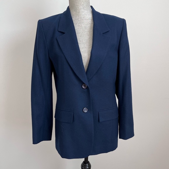 Pendleton Blazer Vintage Classic Virgin Wool Dress Jacket Navy Blue 8 - Picture 3 of 17